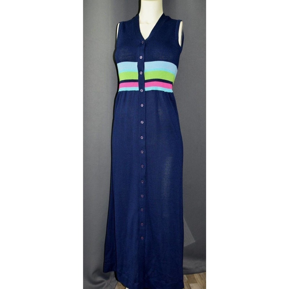 Vintage‎ Aristo Kat Knit Maxi Dress Button Front Pencil Wool Acrylic Hong Kong - Picture 5 of 12